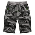 thumbnail image 1 of Tyhengta Mens Shorts Casual Sports Drawstring Zipper Pockets Elastic Waist CamoGrey 30, 1 of 8