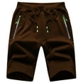 thumbnail image 1 of Tyhengta Mens Shorts Casual Sports Drawstring Zipper Pockets Elastic Waist Coffee 38, 1 of 8