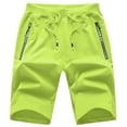 thumbnail image 1 of Tyhengta Mens Shorts Casual Sports Drawstring Zipper Pockets Elastic Waist Fluorescentgreen 36, 1 of 8