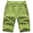 thumbnail image 1 of Tyhengta Mens Shorts Casual Sports Drawstring Zipper Pockets Elastic Waist Fruitgreen 36, 1 of 8