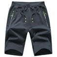 thumbnail image 1 of Tyhengta Mens Shorts Casual Sports Drawstring Zipper Pockets Elastic Waist Irongray 40, 1 of 8