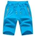thumbnail image 1 of Tyhengta Mens Shorts Casual Sports Drawstring Zipper Pockets Elastic Waist Lakeblue 40, 1 of 8