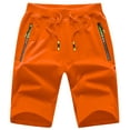 thumbnail image 1 of Tyhengta Mens Shorts Casual Sports Drawstring Zipper Pockets Elastic Waist Orangered 34, 1 of 8