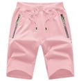 thumbnail image 1 of Tyhengta Mens Shorts Casual Sports Drawstring Zipper Pockets Elastic Waist Pink 34, 1 of 8