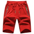 thumbnail image 1 of Tyhengta Mens Shorts Casual Sports Drawstring Zipper Pockets Elastic Waist Red 40, 1 of 8