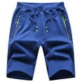 thumbnail image 1 of Tyhengta Mens Shorts Casual Sports Drawstring Zipper Pockets Elastic Waist Royalblue 30, 1 of 8