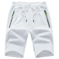 thumbnail image 1 of Tyhengta Mens Shorts Casual Sports Drawstring Zipper Pockets Elastic Waist White 34, 1 of 8