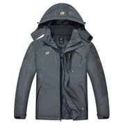 TYHENGTA Men's Waterproof Ski Jacket Warm Winter Snow Coat Mountain Windbreaker Hooded Raincoat Cation Darkgray L