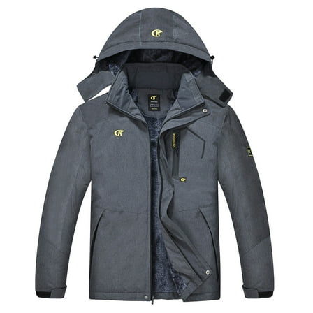 Tyhengta Men's Waterproof Ski Jacket Warm Winter Snow Coat Mountain Windbreaker Hooded Raincoat Cation Darkgray L