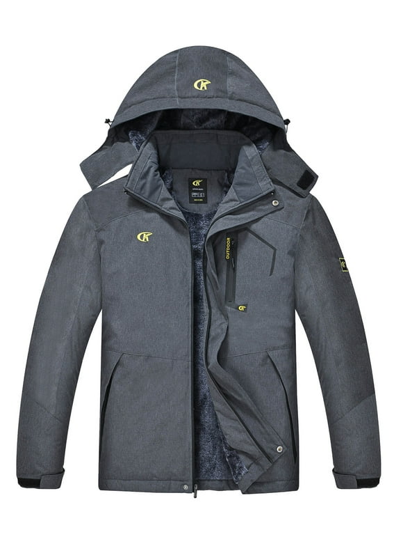Men's Waterproof Ski Jacket Warm Winter Snow Coat Mountain Windbreaker Hooded Raincoat Cation Darkgray L