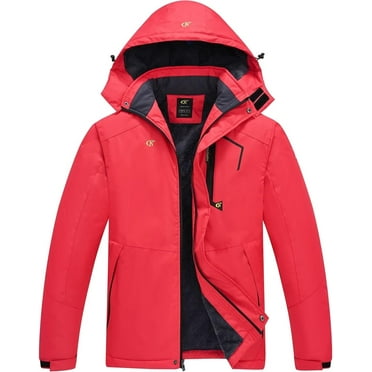 Tyhengta Men's Waterproof Ski Jacket Warm Winter Snow Coat Mountain Windbreaker Hooded Raincoat Red XXXL
