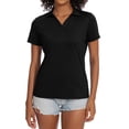 thumbnail image 1 of Tyhengta Women's Golf Polo Shirts Collared V Neck Short Sleeve UPF 50+ Quick Dry Tennis Shirt Dry Fit Moisture Wicking Black L, 1 of 2