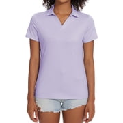 Tyhengta Womens Golf Polo Shirts Collared V Neck Short Sleeve UPF 50+ Quick Dry Tennis Shirt Dry Fit Moisture Wicking Purple L