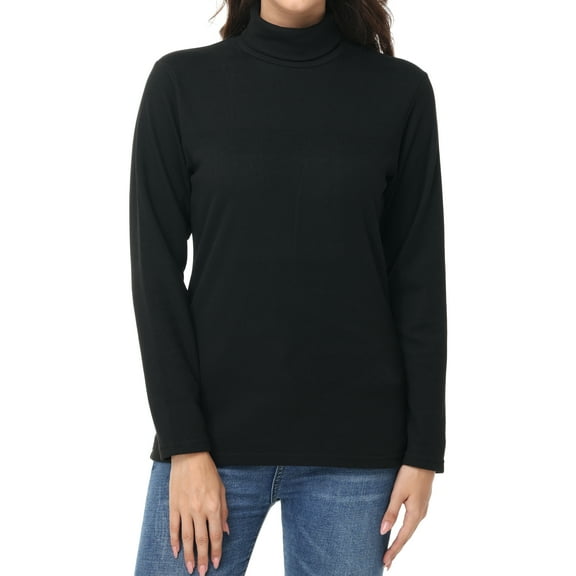 Tyhengta Women's Turtleneck Sweaters Long Sleeve Pullover Sweaters Mock Neck Knitted T-Shirt Basic Slim Fit Tee Tops Black L