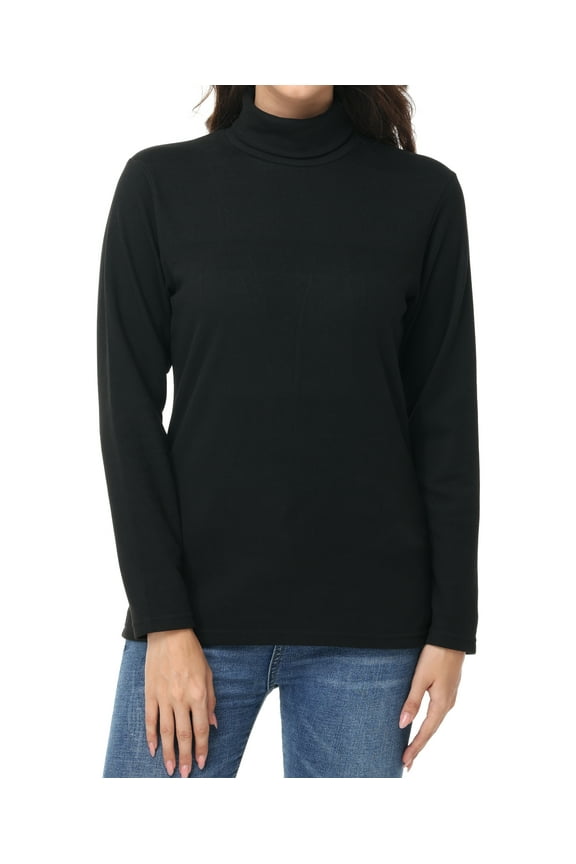 Women's Turtleneck Sweaters Long Sleeve Pullover Sweaters Mock Neck Knitted T-Shirt Basic Slim Fit Tee Tops Black L