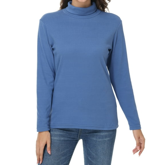 Tyhengta Women's Turtleneck Sweaters Long Sleeve Pullover Sweaters Mock Neck Knitted T-Shirt Basic Slim Fit Tee Tops Greyish blue 2XL