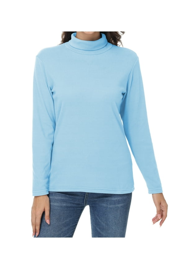 Women's Turtleneck Sweaters Long Sleeve Pullover Sweaters Mock Neck Knitted T-Shirt Basic Slim Fit Tee Tops Light blue M