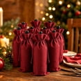 thumbnail image 1 of Tyidzon 10 Pcs Christmas Wine Bottle Gift Bags, 13.8 x 5.9 in Reusable Drawstring Fabric Pouches for Holiday Party Presents, 1 of 8