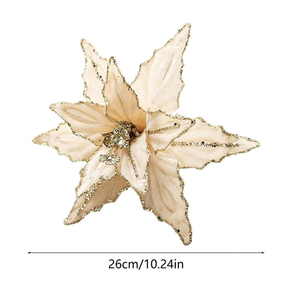 Tyidzon 10 inch Poinsettias Artificial Christmas Flowers with Glitter Floral Picks Stems for Xmas Tree Ornaments Party Wreath Decor