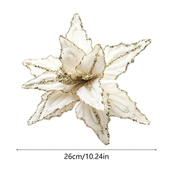 Tyidzon 10 inch Poinsettias Artificial Christmas Flowers with Glitter Floral Picks Stems for Xmas Tree Ornaments Party Wreath Decor