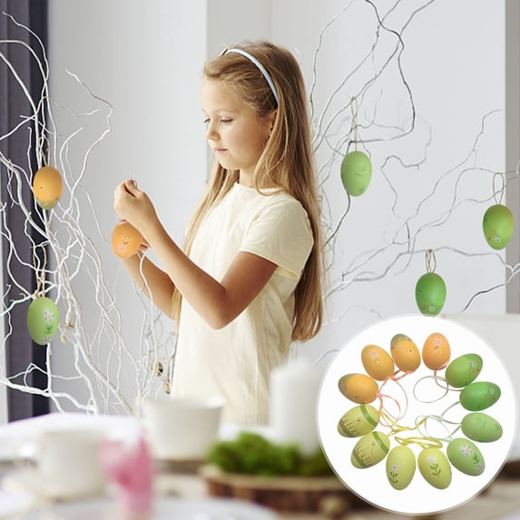 Tyidzon 12Pcs Easter Egg Decorations, Hanging Easter Eggs Decoration, Easter Ornaments for Tree Basket Decor Party Favors Supplies Home