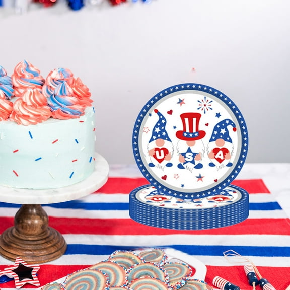 Tyidzon 20Pc Paper Plates Independence Day American Flag Patriotic Party Supplies Disposable Dinnerware for Veterans Day Election Day 4th of July Decorations, 7 Inch