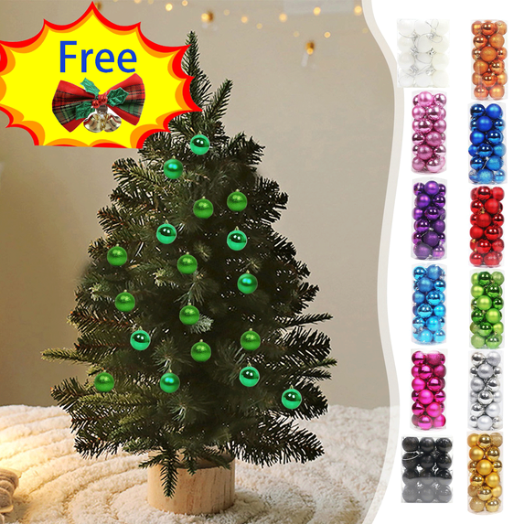 Tyidzon 24Pc Christmas Ball Ornaments - 1.18 Inch Christmas Balls Free Bell - Christmas Ornaments Set for Xmas Tree Fall Holiday Party Decorations