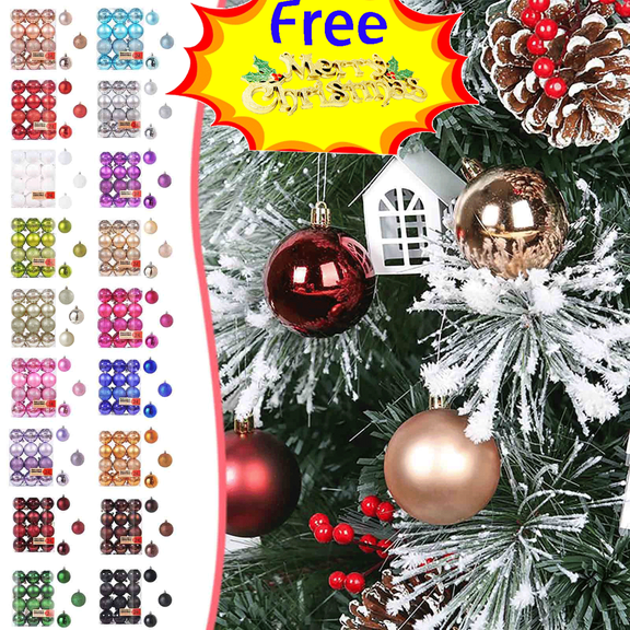 Tyidzon 24Pc Christmas Balls Ornaments, 1.18" Shatterproof Christmas Tree Balls Hanging Ornaments, Christmas Ornaments Ball for Xmas Tree Holiday Wedding Party Home Decor