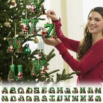 Tyidzon 26 Alphabet Christmas Ornaments, Christmas Tree Decorations, Christmas Santa Claus Christmas Tree Alphabet Ornaments F