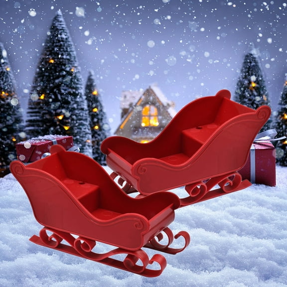 Tyidzon 2Pcs Christmas Sleigh Ornaments Mini Sled Toys Model Decorations Plastic Sleigh Adornment for Christmas Xmas Party Sleigh Desktop Ornaments, 2X2.5X5 Inch