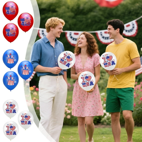 Tyidzon 3 Piece Independence Day White Balloons, Memorial Day Decorations Balloons for Patriotic Party 4Th of July Decorations Supplies