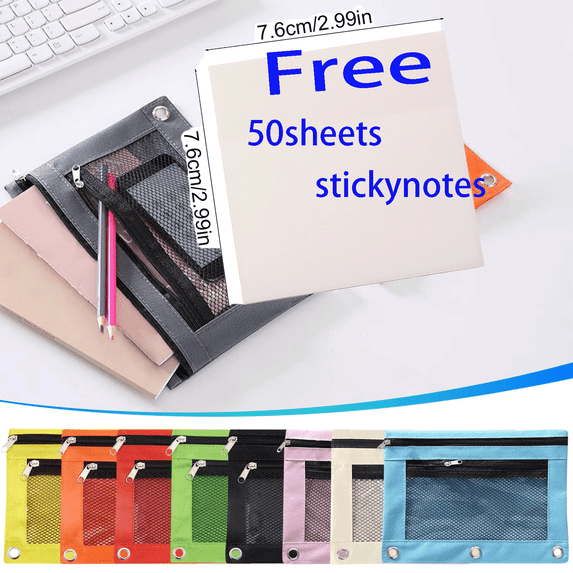 Tyidzon 3 Ring Binder Pencil Pouch, Large Capacity Pencil Bags with Zipper, Pencil Case Pouch Storage Pens, Markers, Crayons Supplies