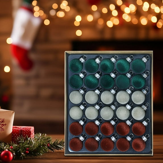 Tyidzon 30Pcs Christmas Balls Ornaments, Shatterproof Velvet Christmas Balls Set 1.2" Mini Xmas Trees Hanging Balls Decorations for Home Holiday Party Indoor Outdoor Decor