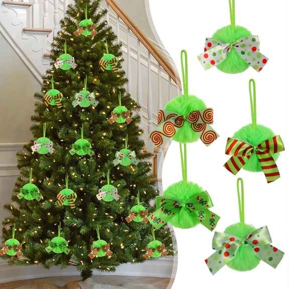 Tyidzon 3Pc Christmas Tree Balls Furry Christmas Ornaments for Xmas Tree Hanging Balls Ornaments for Holiday Wedding Party Christmas Decorations