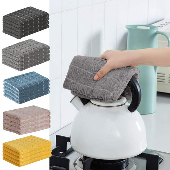 Tyidzon 4 Pack 18x26 Inch Kitchen Towels and Dishcloths Sets, High Absorbent Reusable Gray Kitchen Towels - Quick Drying Towels for Home, Kitchen, Furniture, Car, Tea, Bowl