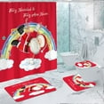 thumbnail image 1 of Tyidzon 4Pcs Christmas Shower Curtain Set with Non-Slip Bathroom Rugs Toilet Lid Cover U-Shaped Mats for Home Bathroom Xmas Decor, Waterproof Shower Liner 71x71", 1 of 5