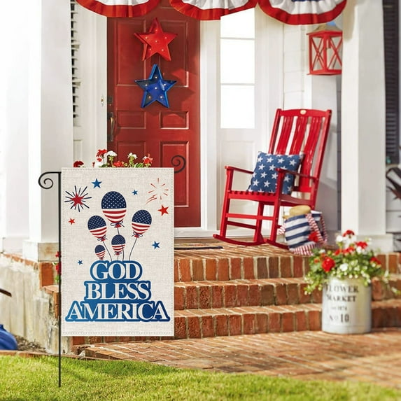 Tyidzon 4th of July Patriotic Garden Flag 12x18 Inch Double Sided USA Flag Red White and Blue Memorial Day Independence Day Outside Yard Party Decoration