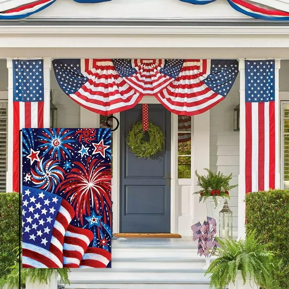 Tyidzon 4th of July Patriotic Garden Flag 12x18 Inch USA Flag Red White and Blue Memorial Day Independence Day Outside Yard Party Decoration