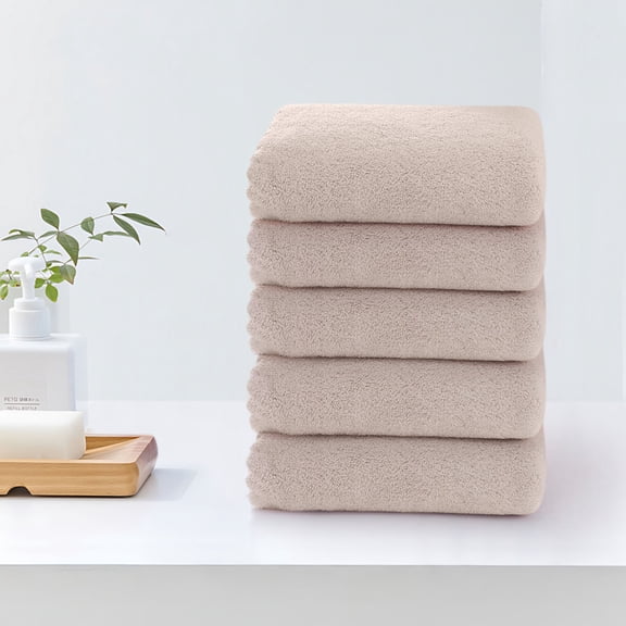 Tyidzon 5 Pack Face Towels Soft Hand Towels for Bathroom Absorbent Quick Dry - Gentle Skin-Friendly Cloths for Makeup, Easy to Rinse Facial Cleaning Towels, 12X24 Inch, Beige White