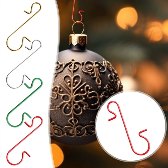 Tyidzon 50 Pack Ornament Hooks for Christmas, Essential Christmas Ornament Hooks, Xmas Ornament Hangers for Christmas Tree Decorations Gold
