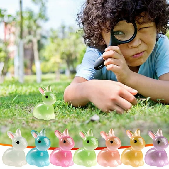 Tyidzon 5Pc Mini Easter Rabbit Figurines, Easter Bunny Decorations for Home, Tabletop Ornament Animal Miniatures for Bunny Egg Stuffers Gift Outdoor Statues Garden Spring Ornament