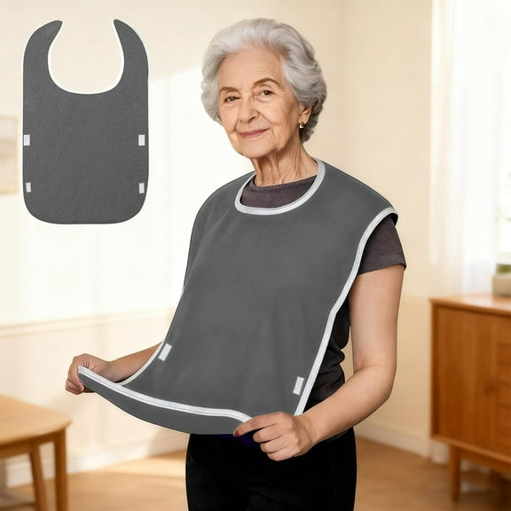 Tyidzon Adult Bibs for Eating with Crumb Catcher Waterproof Washable Clothing Protector Adult Bibs for Eating