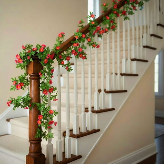 Tyidzon Artificial Daisy Flowers Vine Silk Flower Garland Spring Fake Flower Vine Hanging Ivy with Pink Daisy Flowers Green Leaves for Wall Party Wedding Arch Floral Decor Home Indoor Outdoor