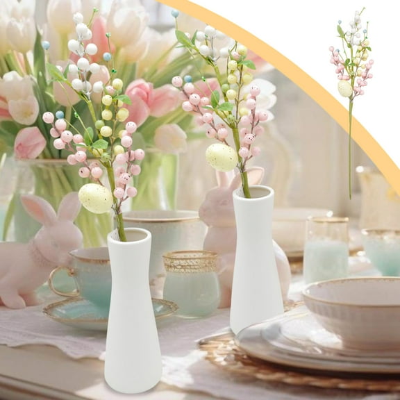 Tyidzon Artificial Easter Flower, Easter Eggs Flower Arrangement, Decorative Spring Floral Stems Speckled Easter Egg Twig Branches for Easter, Floral Arrangement Centerpiece