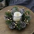 thumbnail image 1 of Tyidzon Artificial Leaves Wreaths Candle Rings Wreaths 7.87 Inch Small Wreath Pillar Candle Holder for Wedding Home Door Tabletop Decoration, 1 of 6