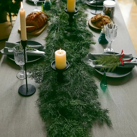 Tyidzon Artificial Norfolk Pine Garland, 6Ft Real Touch Christmas Decorations Fake Pine Winter Greenery Garland for Table Wall Fireplace Holiday Indoor Outdoor Xmas Decor