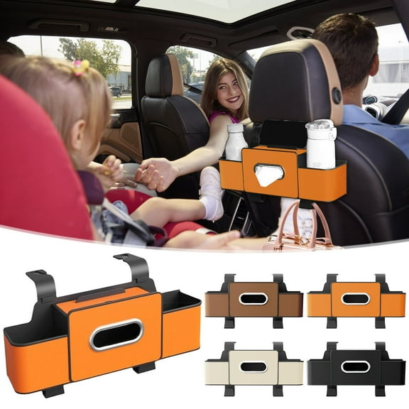 Tyidzon Backseat Cup Holder for Car Extra Multifunctional Drink Cup Holder Organizers with Tissue Storage Box for Car Travel Accessories