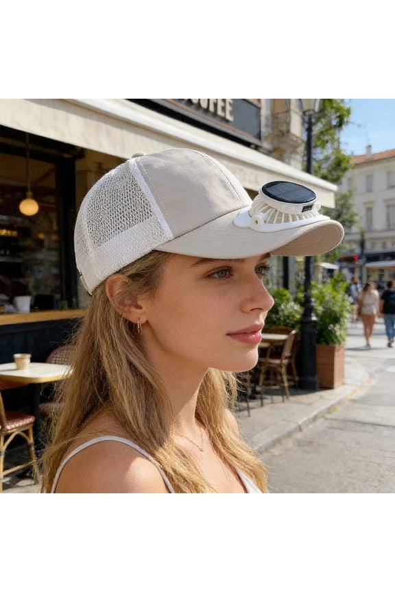 Baseball Caps with Mini Fan USB Solar Charging Fan Hat, Men Women Cool Mesh Adjustable Unisex Sun Visor for Hiking Fishing Golf