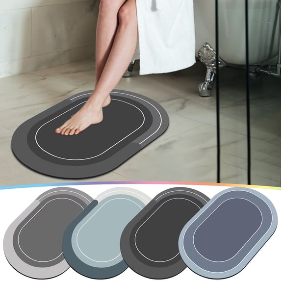 Tyidzon Bath Mat Bathroom Rug Non Slip Super Absorbent Quick Dry Thin Bath Mats for Bathroom Floor Bathtub Vanity Bathmat Door Mat Easy Care 15"x 23"