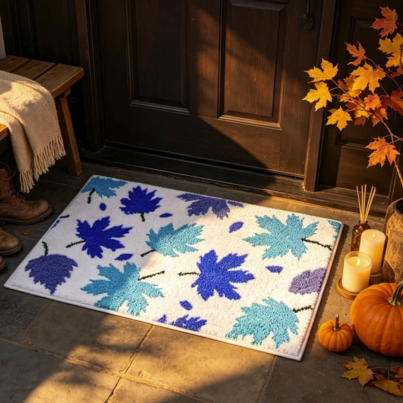 Tyidzon Bathroom Rug, Soft Absorbent Maple Leaf Bath Mat, Floor Mat with Non-Slip Rubber Backing 23.6 x 15.8 in